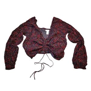 Floral Black Crop Top